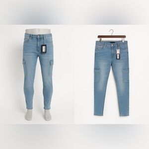 838 Men's Blue Jeans with Cargo Pockets